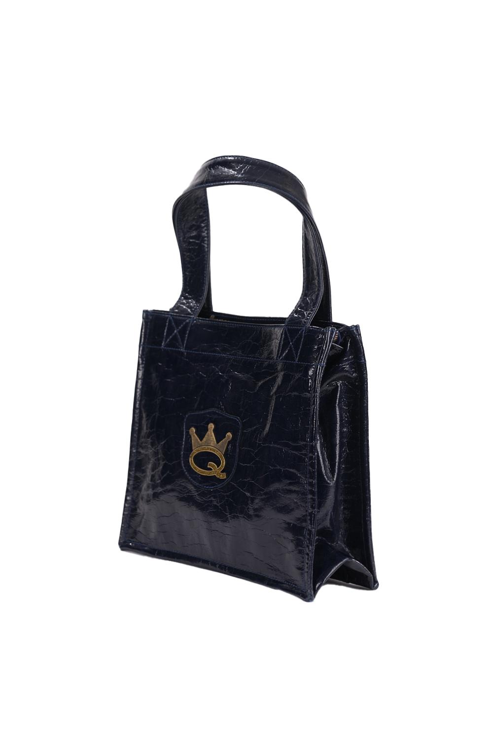 Save The Queen Borsa shopper blu scura in ecopelle con logo metallico 2025