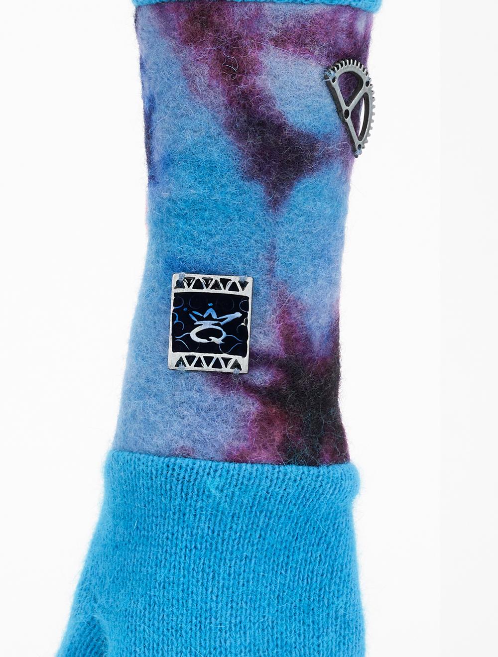 Save The Queen Guanti turchesi di angora con manica in lana cotta tie-dye Acquista Ora