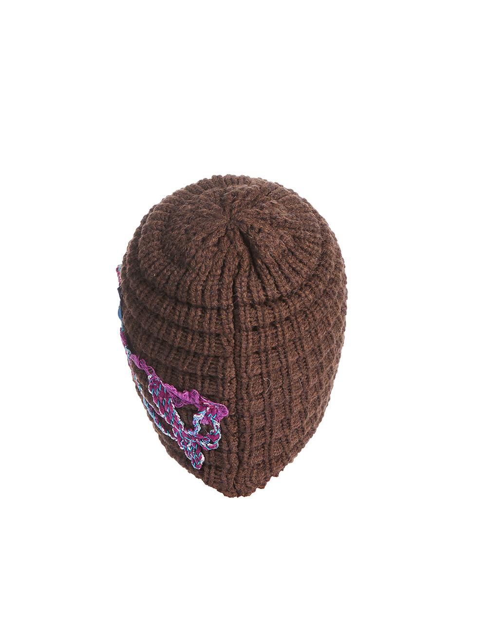 Save The Queen Cappello in maglia marrone con ricamo Hotsell