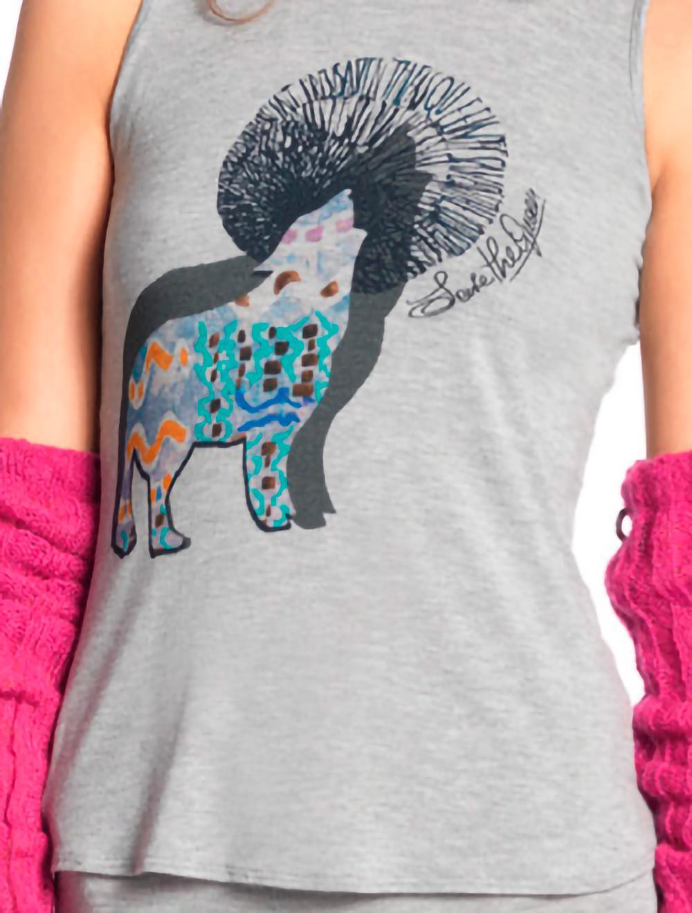 Save The Queen Top canotta in viscosa grigia con stampa con leggins Italy