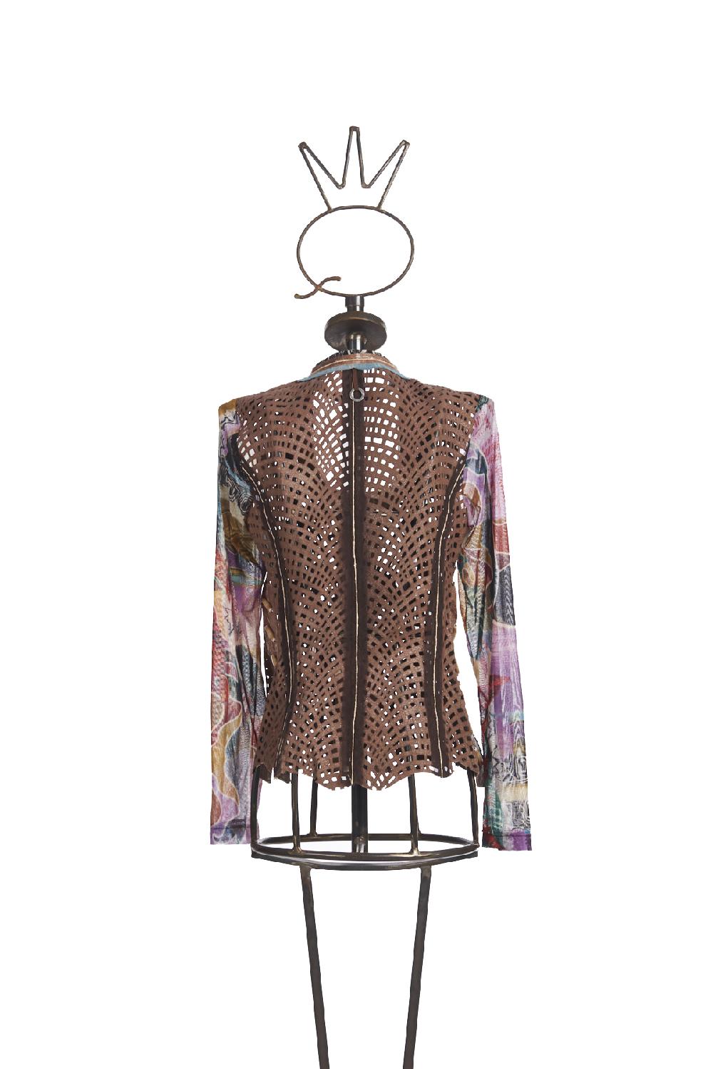 Save The Queen giacchino in pelle ricamata e tulle stampato Outlet
