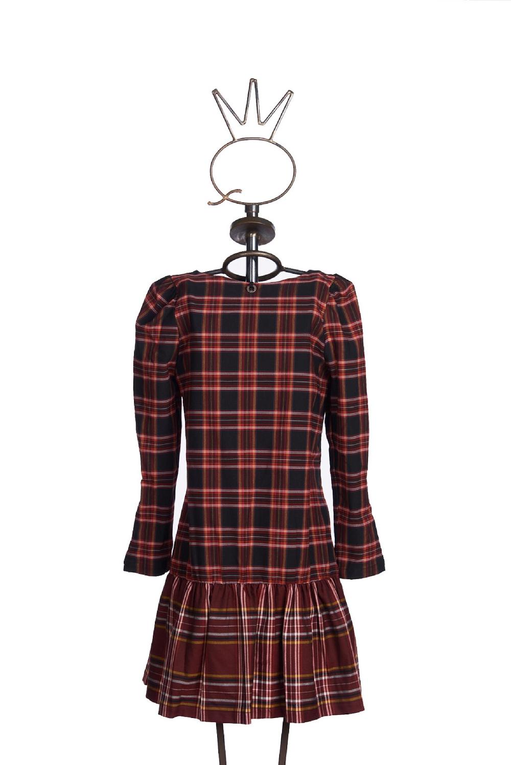 Save The Queen vestito corto in tessuto tartan con ricamo Offerta esclusiva