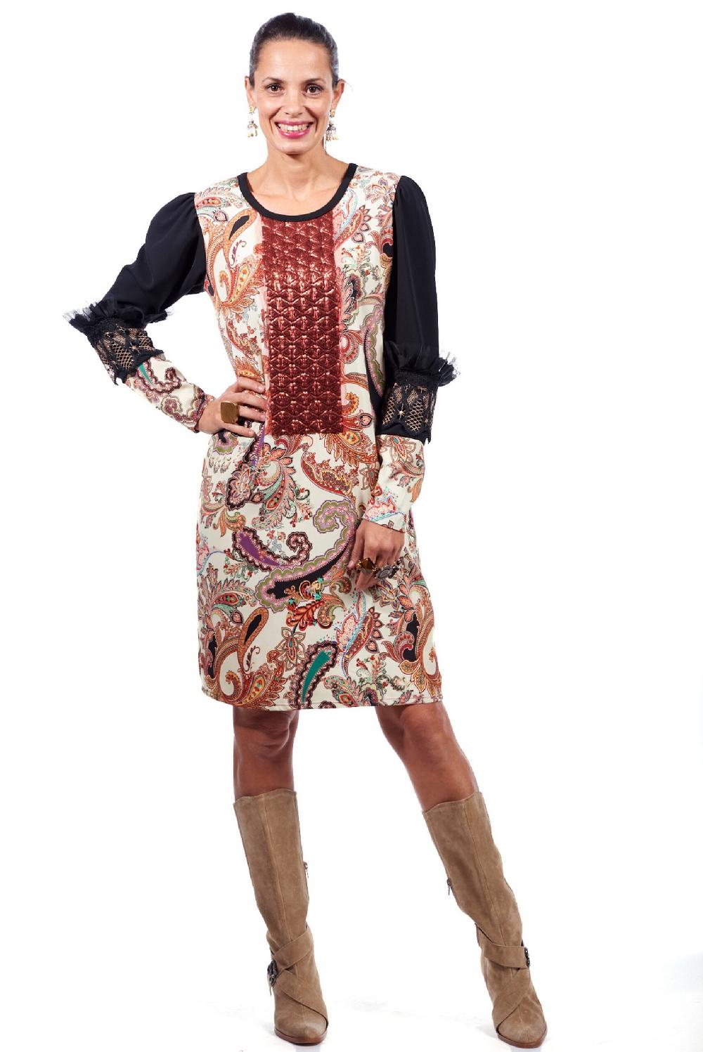 Save The Queen vestito al ginocchio con stampa e ricami Nuova