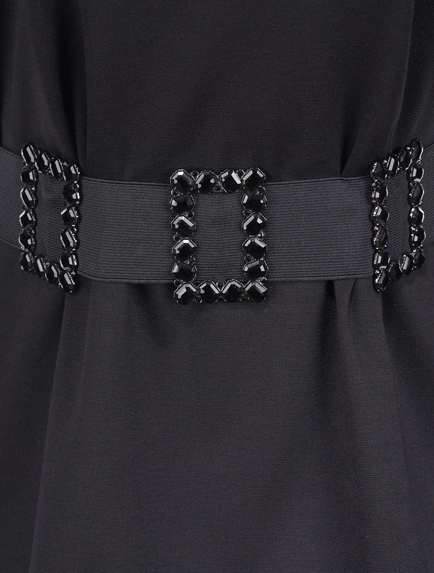 Save The Queen Abito nero con rouches e cinturone Pezzi Unici