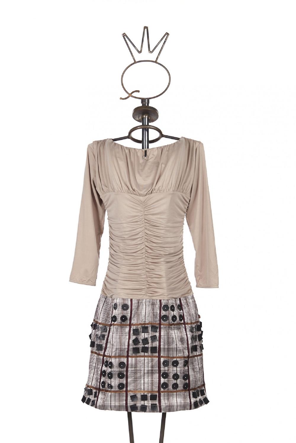 Save The Queen Vestito corto in jersey e tessuto a quadri ricamato Consegna Veloce
