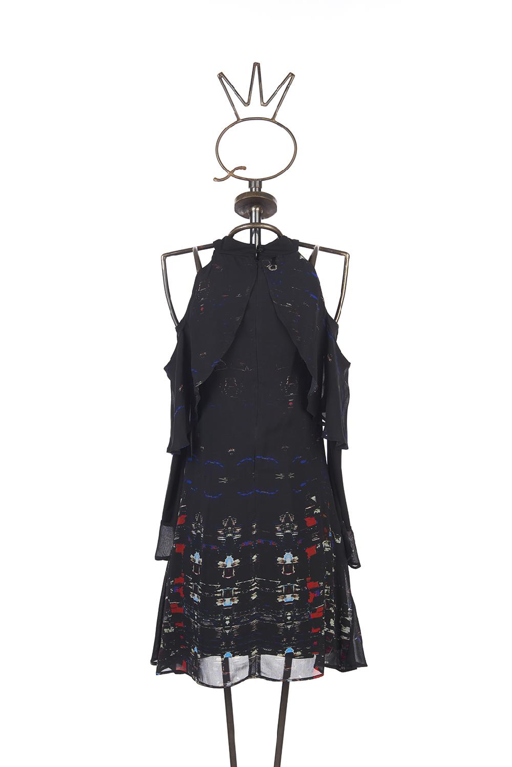 Save The Queen vestito corto in voile di viscosa stampato Outlet