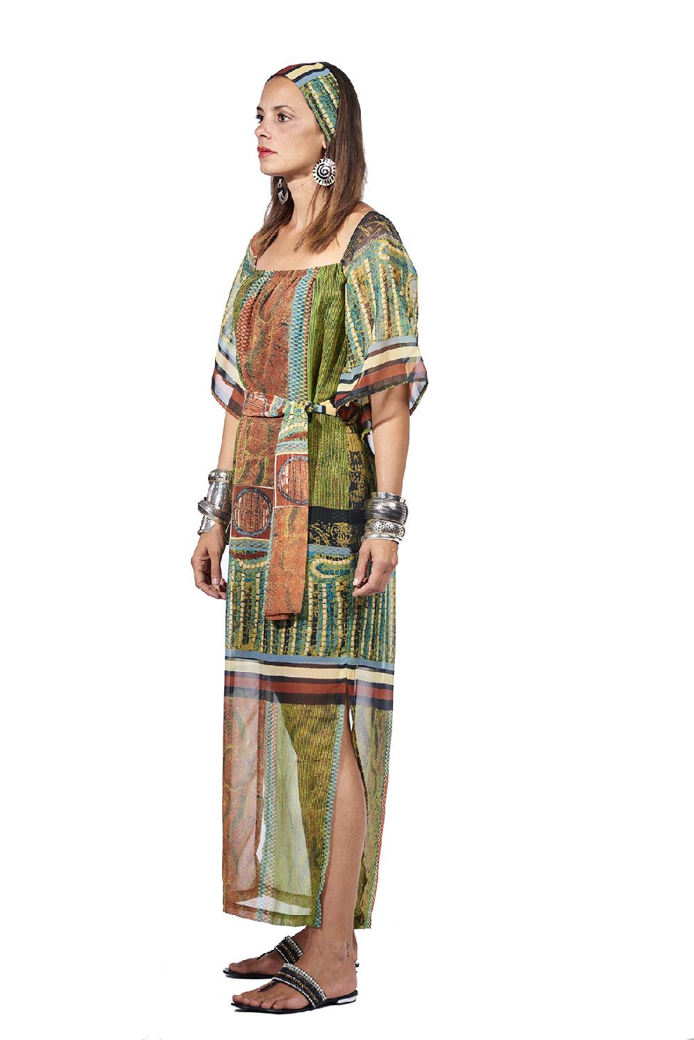 Save The Queen Vestito lungo con stampa dedicata all’Africa Saldi