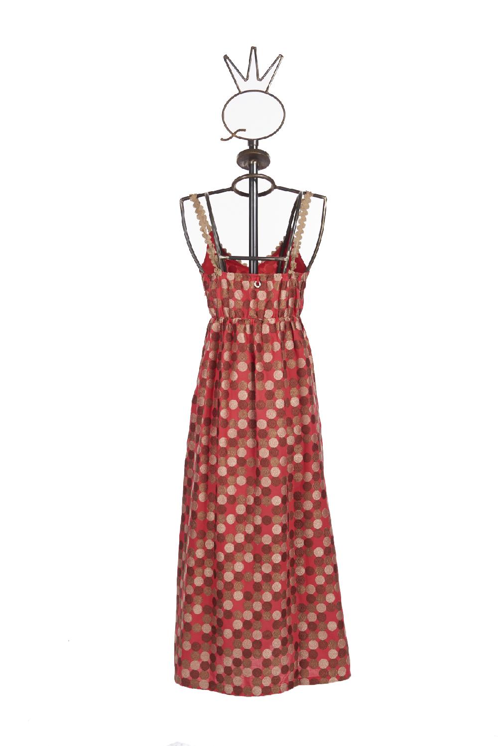 Save The Queen vestito lungo in tessuto operato a pois Vendita Calda