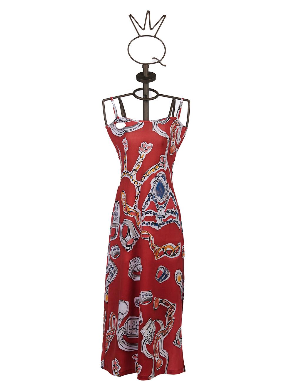 Save The Queen Vestito lungo con stampa “anelli” e poncho in chiffon Fino al 65% di sconto