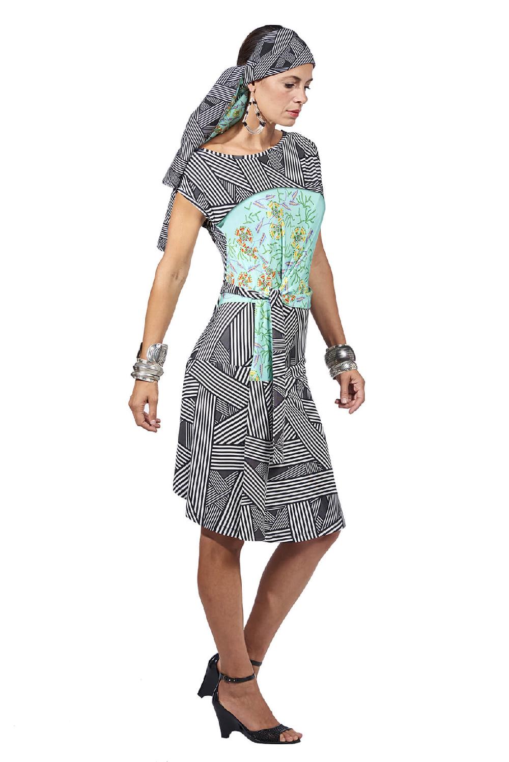 Save The Queen Vestito in jersey di viscosa con stampa dedicata all’Africa Nuova