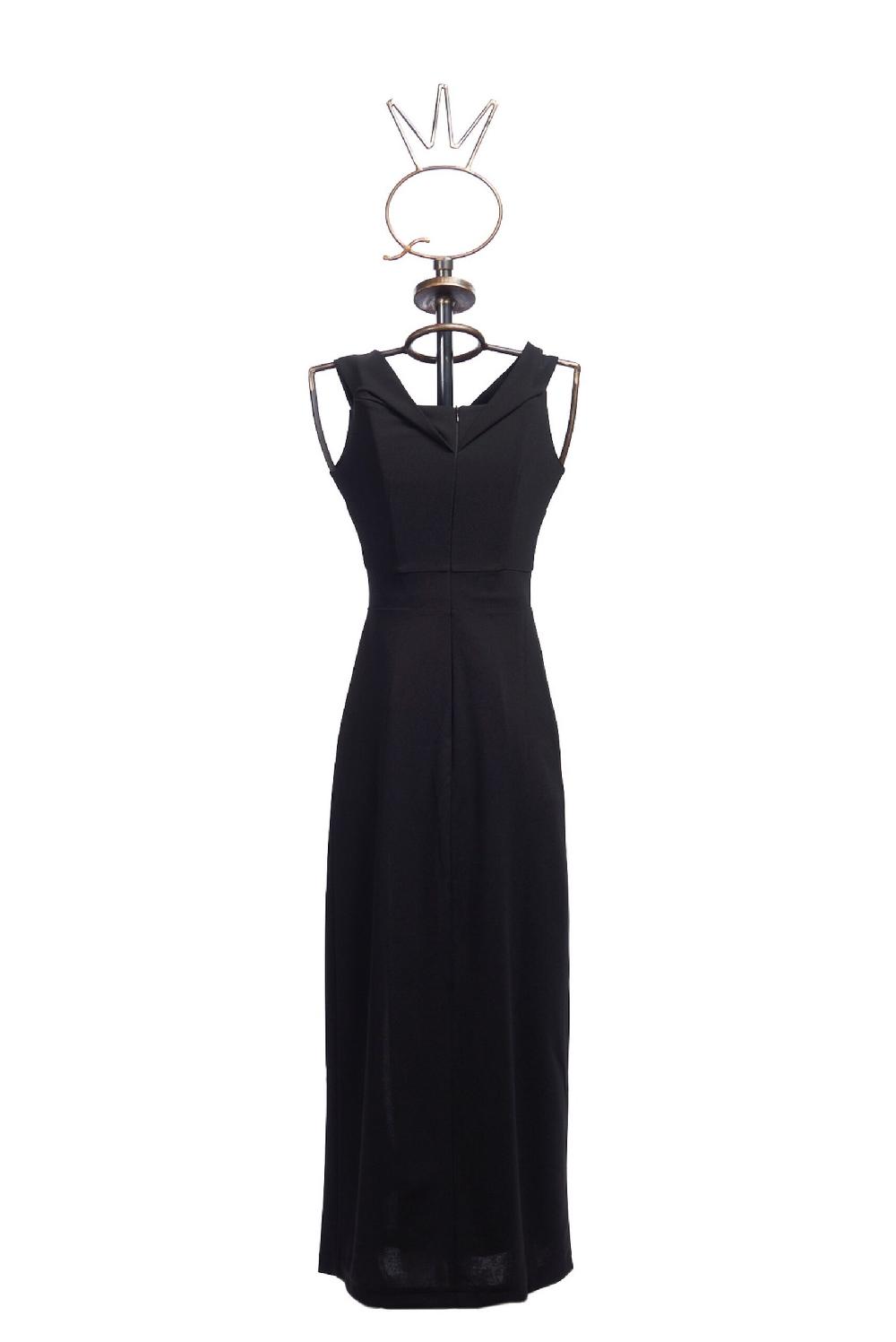 Save The Queen vestito lungo in crepe nero Duty-free