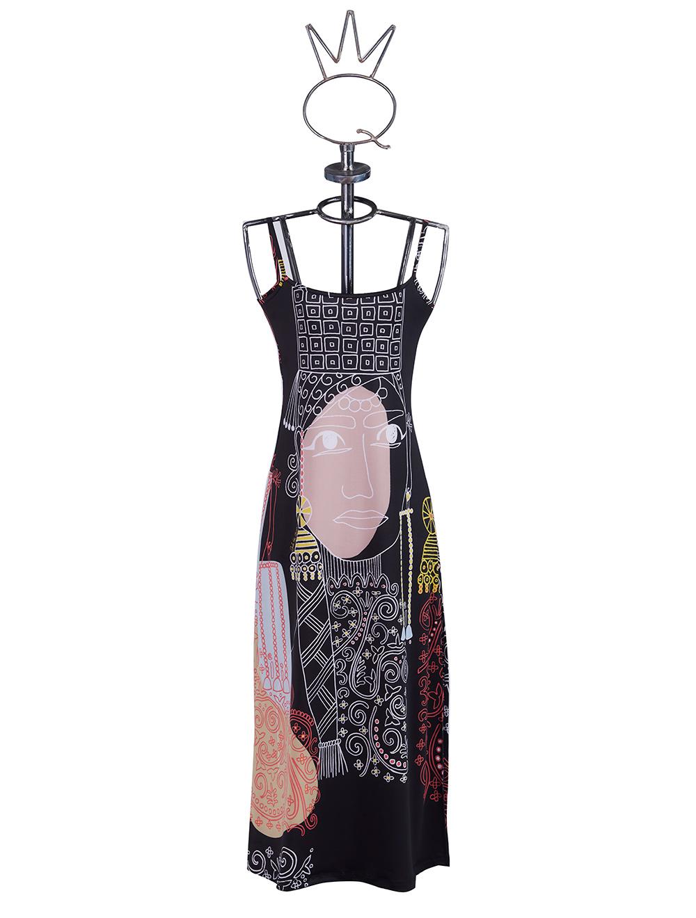 Save The Queen Vestito lungo con stampa astratta dedicata alle donne africane e poncho in tulle operato Sconti questo mese