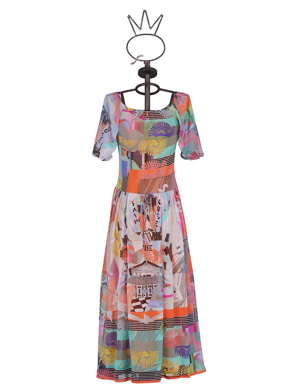 Save The Queen Vestito lungo in tulle con stampa dedicata alla Grecia Italia