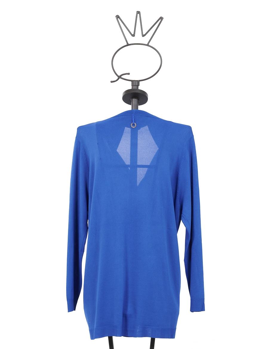 Save The Queen Cardigan bluette in viscosa con applicazioni In Linea