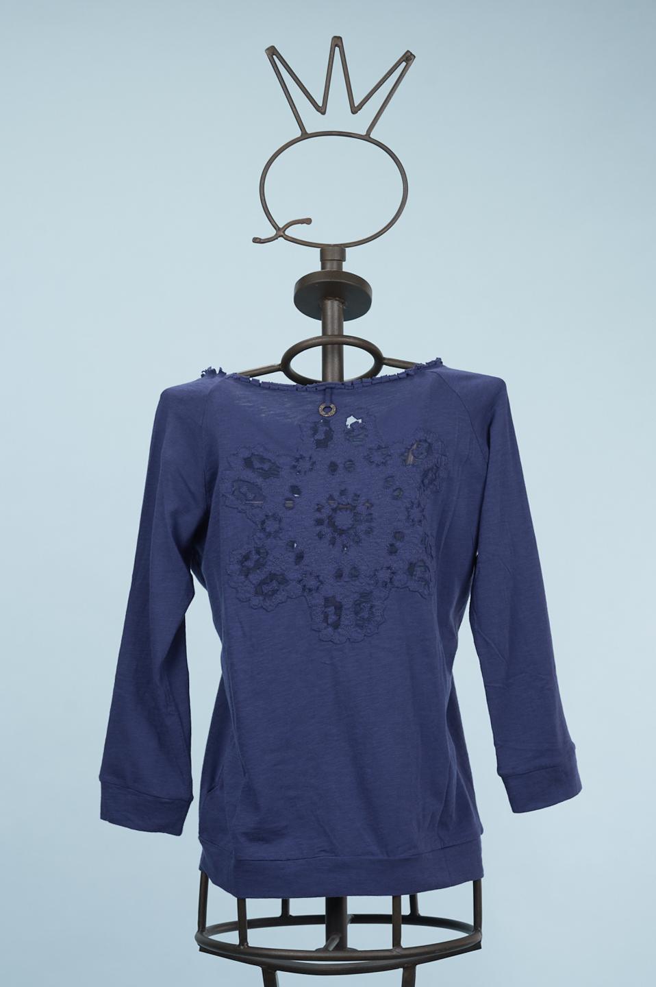 Save The Queen Cardigan blu ricamato Nuovo