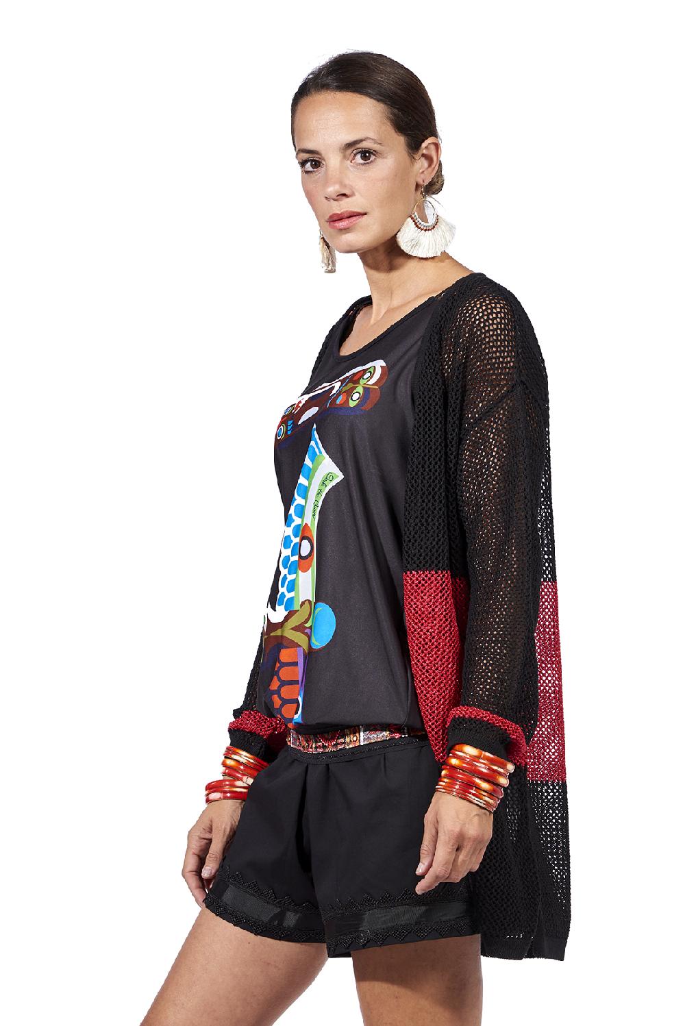 Save The Queen Cardigan nero e rosso Qualità