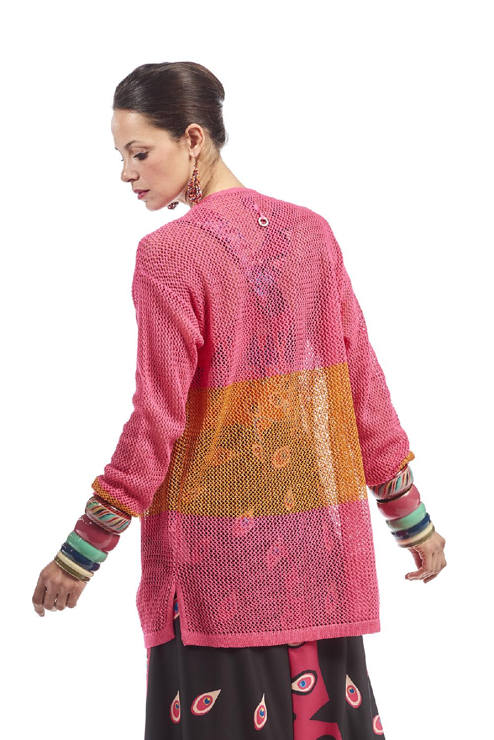 Save The Queen Cardigan fucsia e arancio Promozione