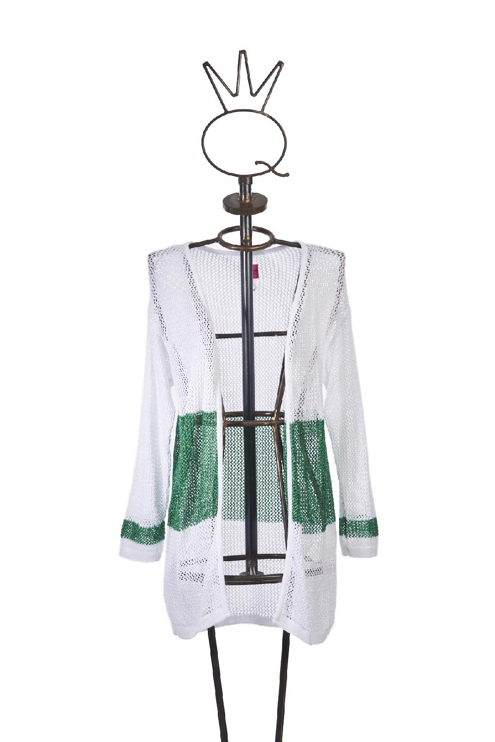 Save The Queen Cardigan bianco e verde Consegna Veloce