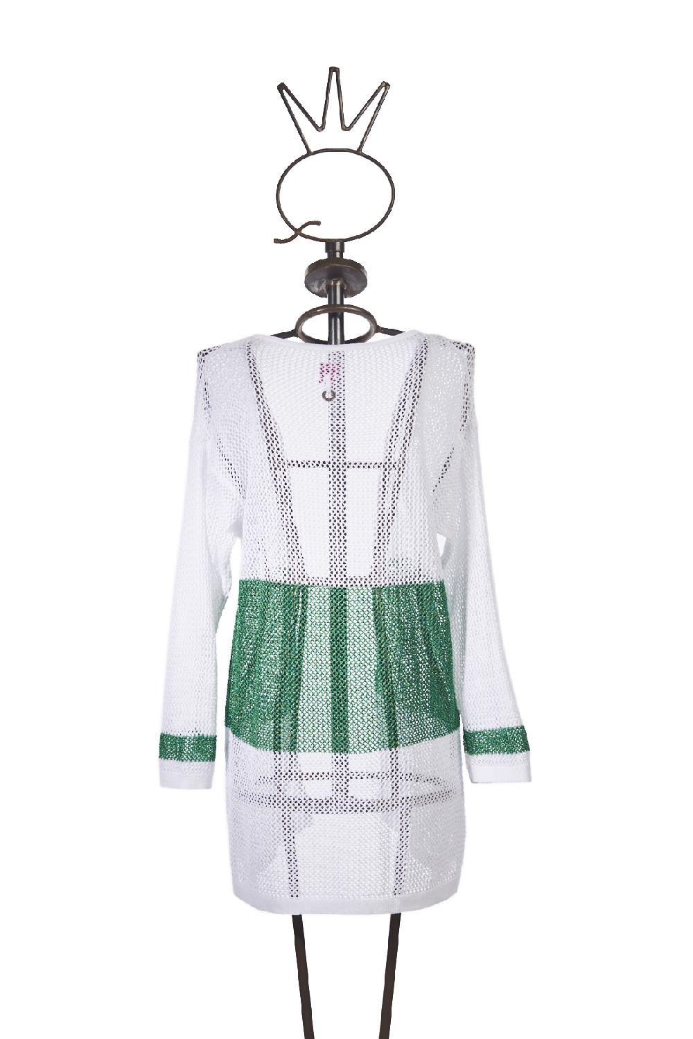 Save The Queen Cardigan bianco e verde Consegna Veloce