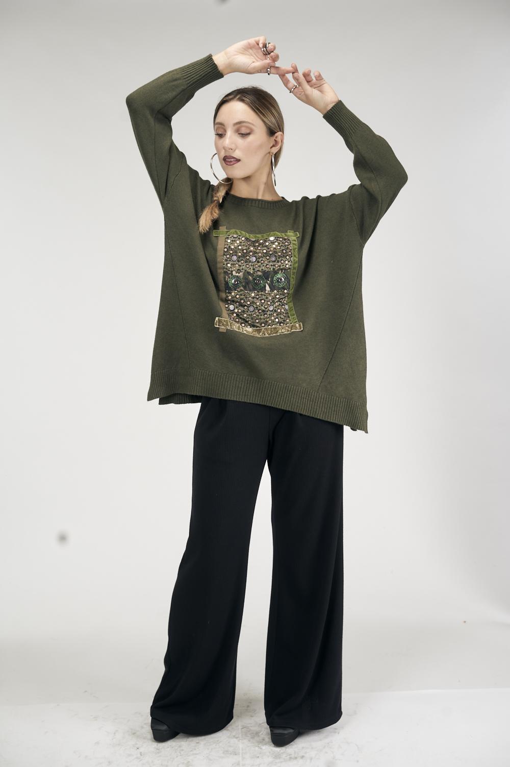 Save The Queen Maxi maglia verde militare Novità
