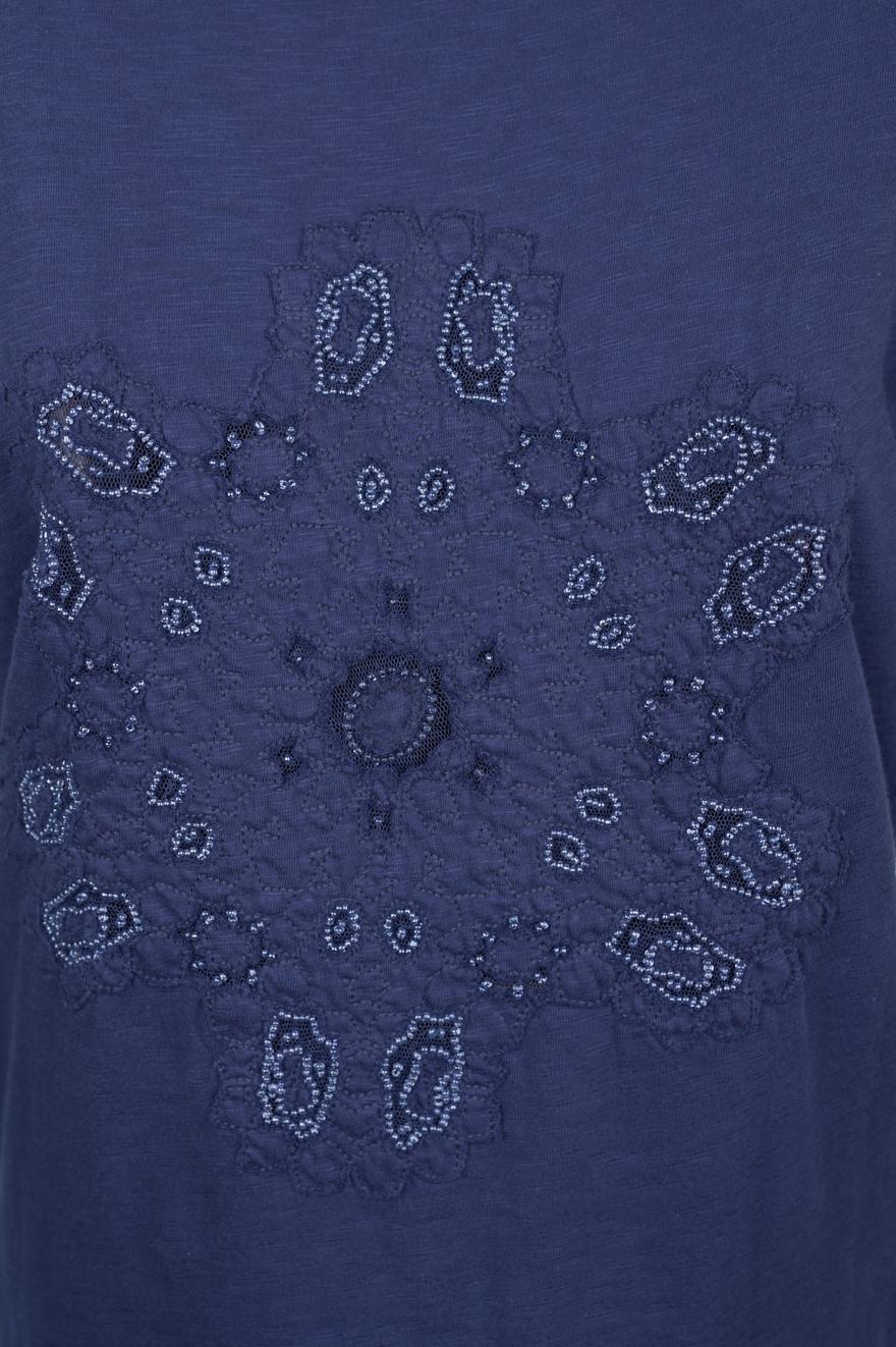 Save The Queen Maglia blu ricamata Negozio