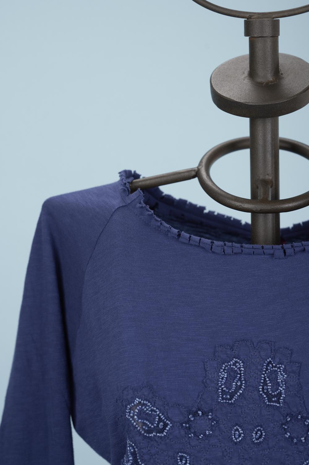 Save The Queen Maglia blu ricamata Negozio