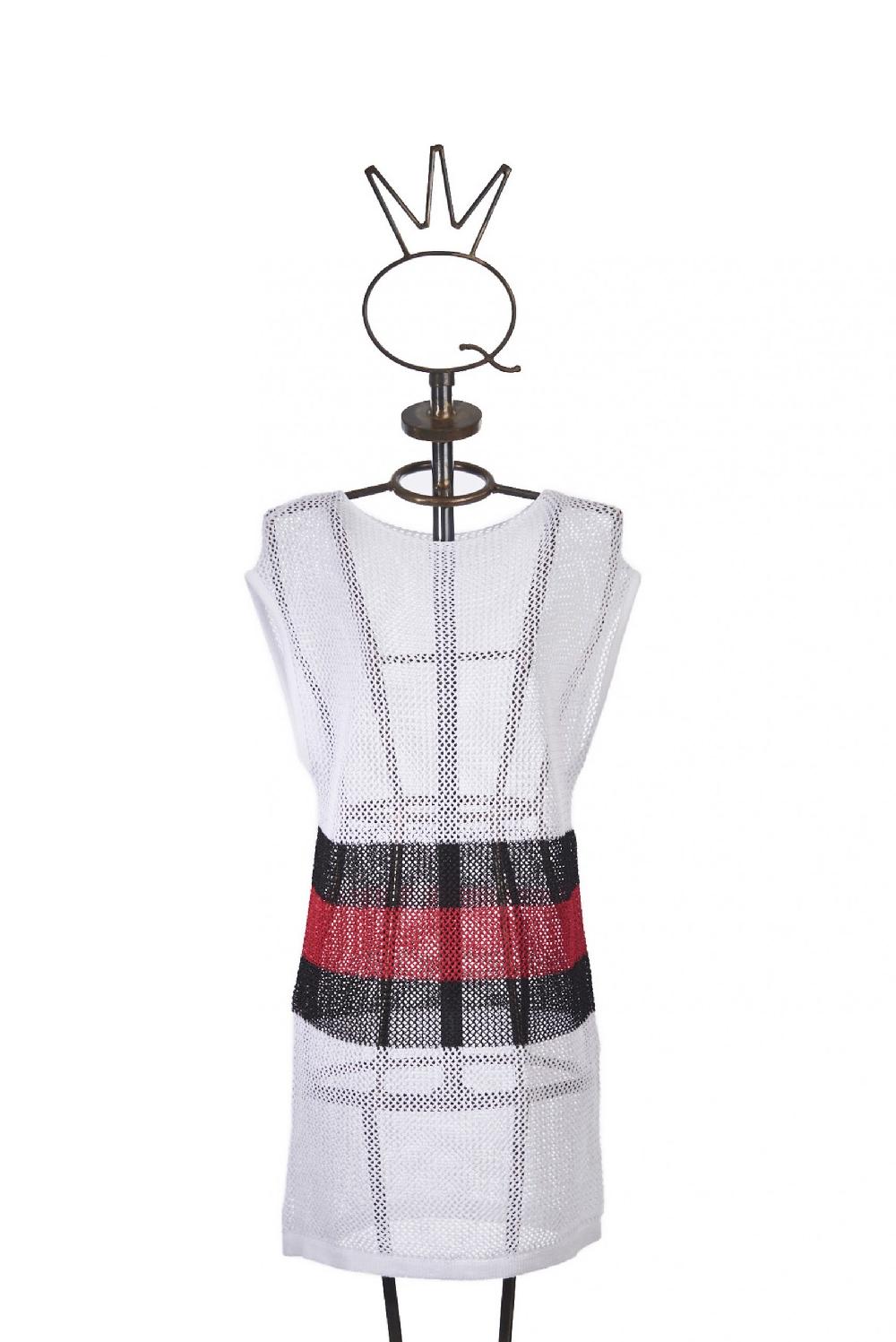 Save The Queen Maglia a tunica bianca nera e rossa Moda