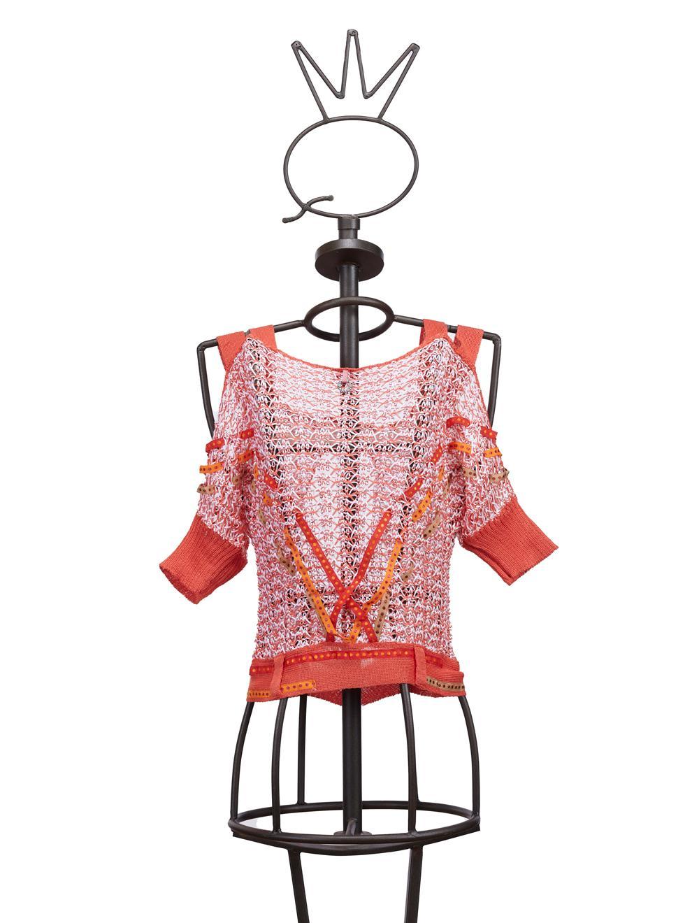 Save The Queen Maglia arancione in tricot di cotone e lino Spedizione gratuita