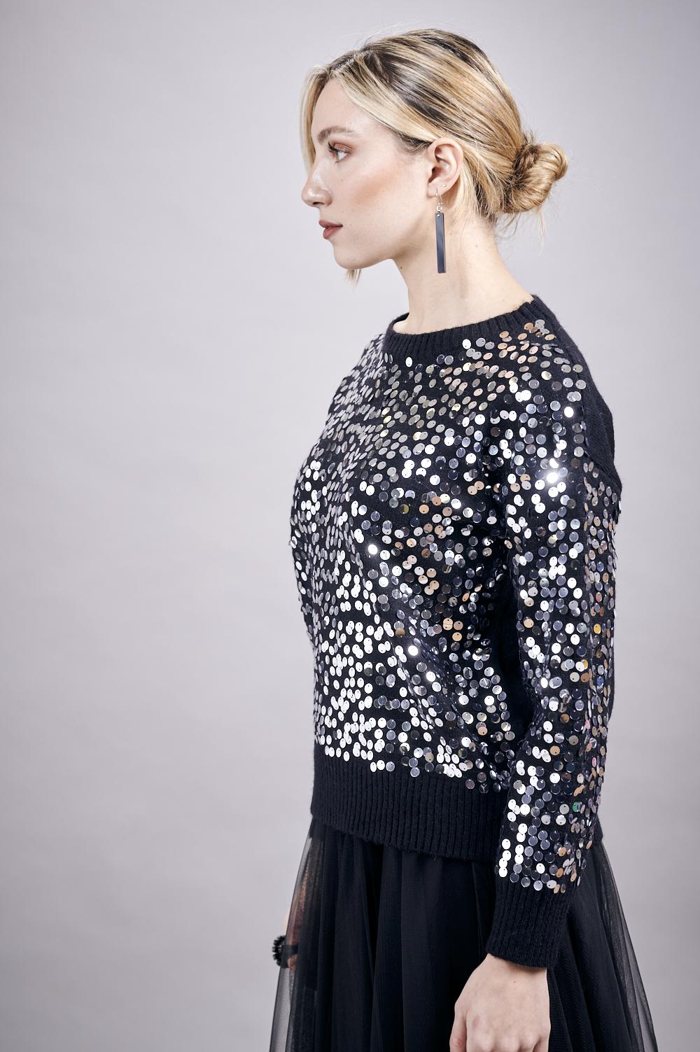 Save The Queen Maglia in tricot con paillettes Prezzo di fabbrica