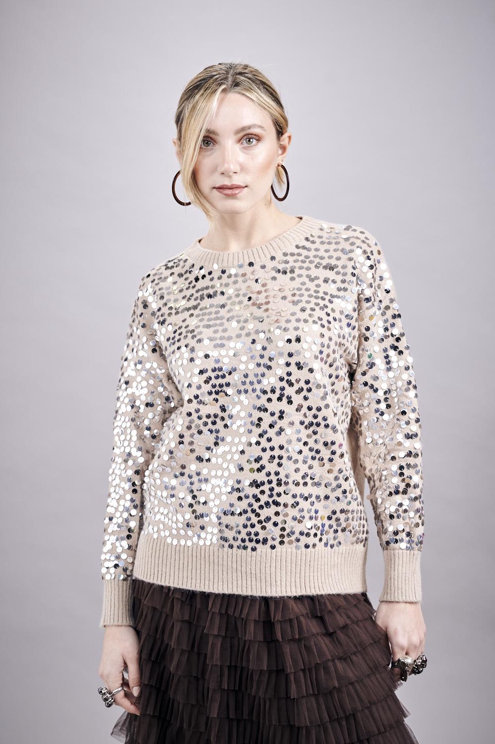 Save The Queen Maglia in tricot con paillettes