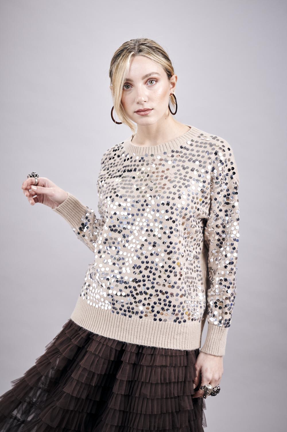 Save The Queen Maglia in tricot con paillettes Comprare a buon mercato