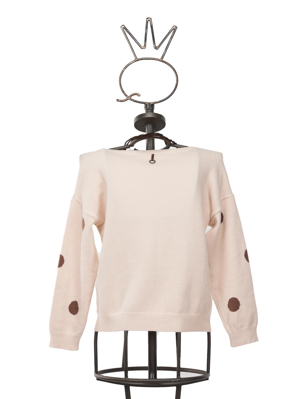 Save The Queen Maglia in viscosa beige a pois marroni con collana Shopping online
