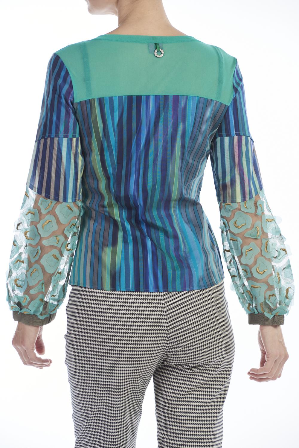 Save The Queen camicia in tessuto di cotone a righe e maniche in tessuto operato Offerta natalizia