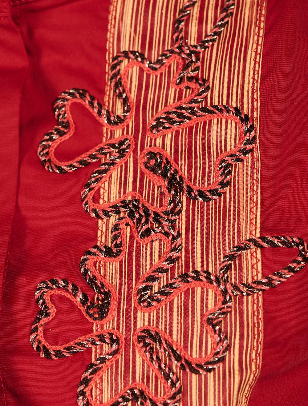 Save The Queen Camicia ricamata rossa e bordeaux Offerta Pasqua