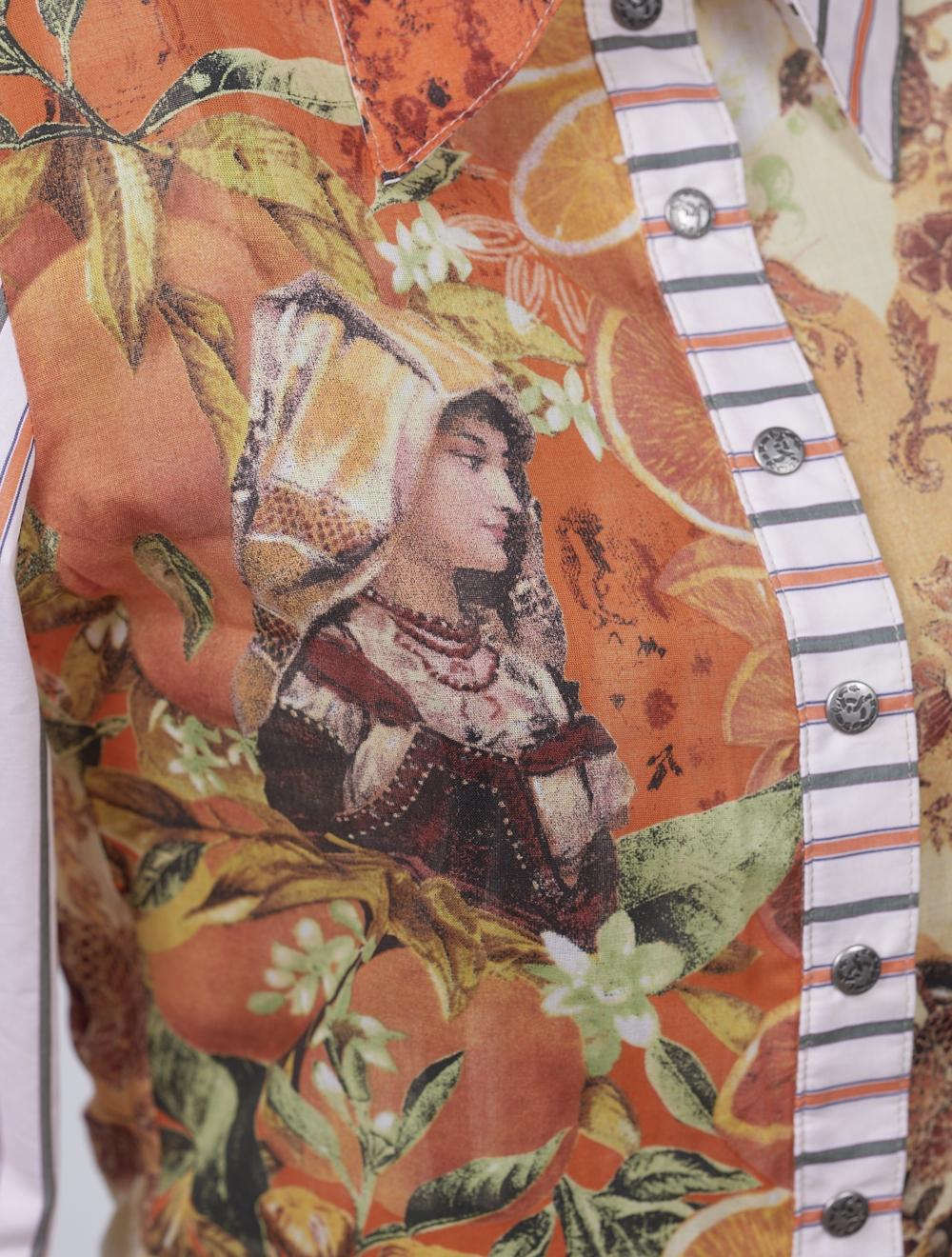 Save The Queen Camicia in mussola di cotone con stampa “Regina degli Aranci” Offerta San Valentino