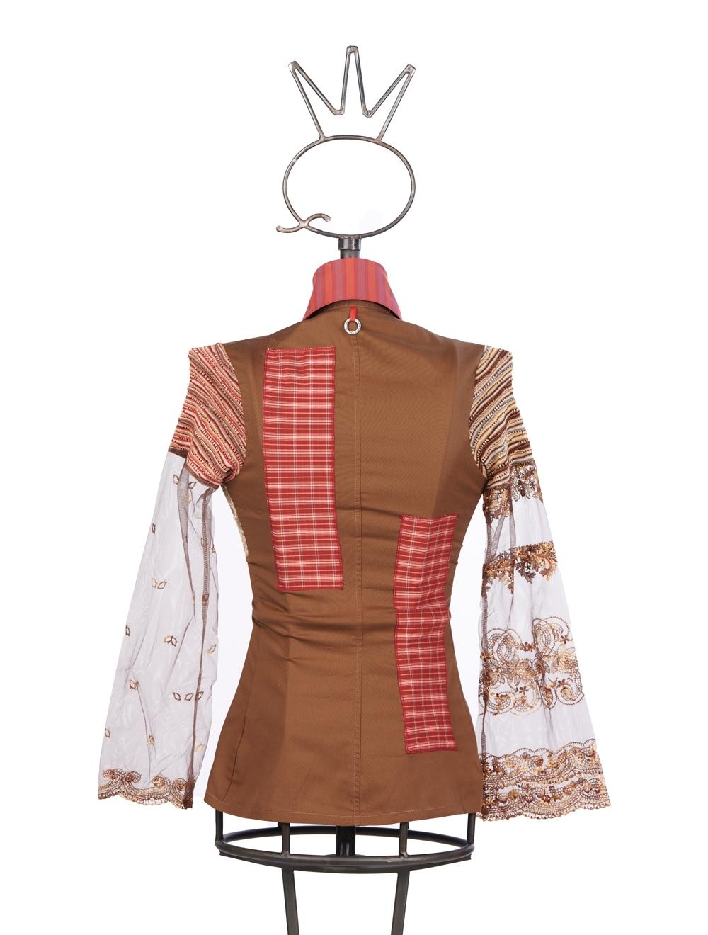 Save The Queen Camicia marrone con ricami e applicazioni Smaltimento dello stoccaggio