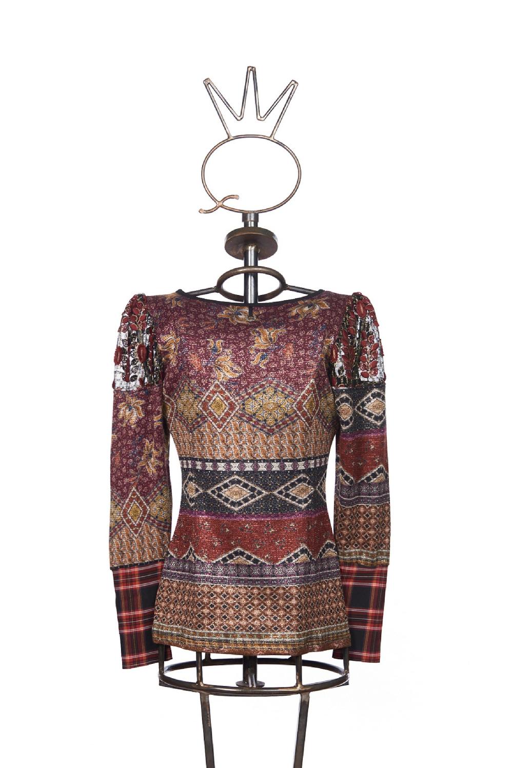 Save The Queen t-shirt lurex a fantasia con dettagli in pizzo e tartan Liquidazione