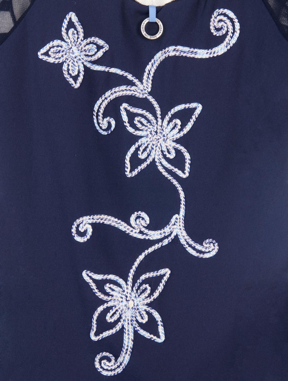 Save The Queen T-shirt a righe bianca e blu con ricamo Ultimo giorno