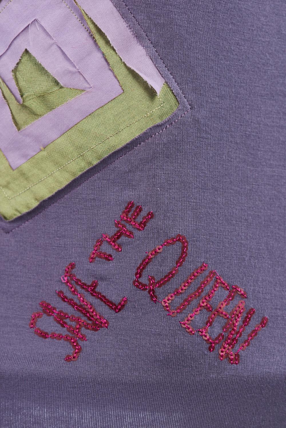 Save The Queen T-shirt in jersey di viscosa con ricami Promozione temporanea