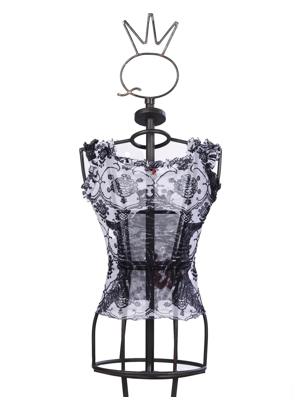 Save The Queen Top bianco con stampa e con ricamo Fino al 60% di sconto