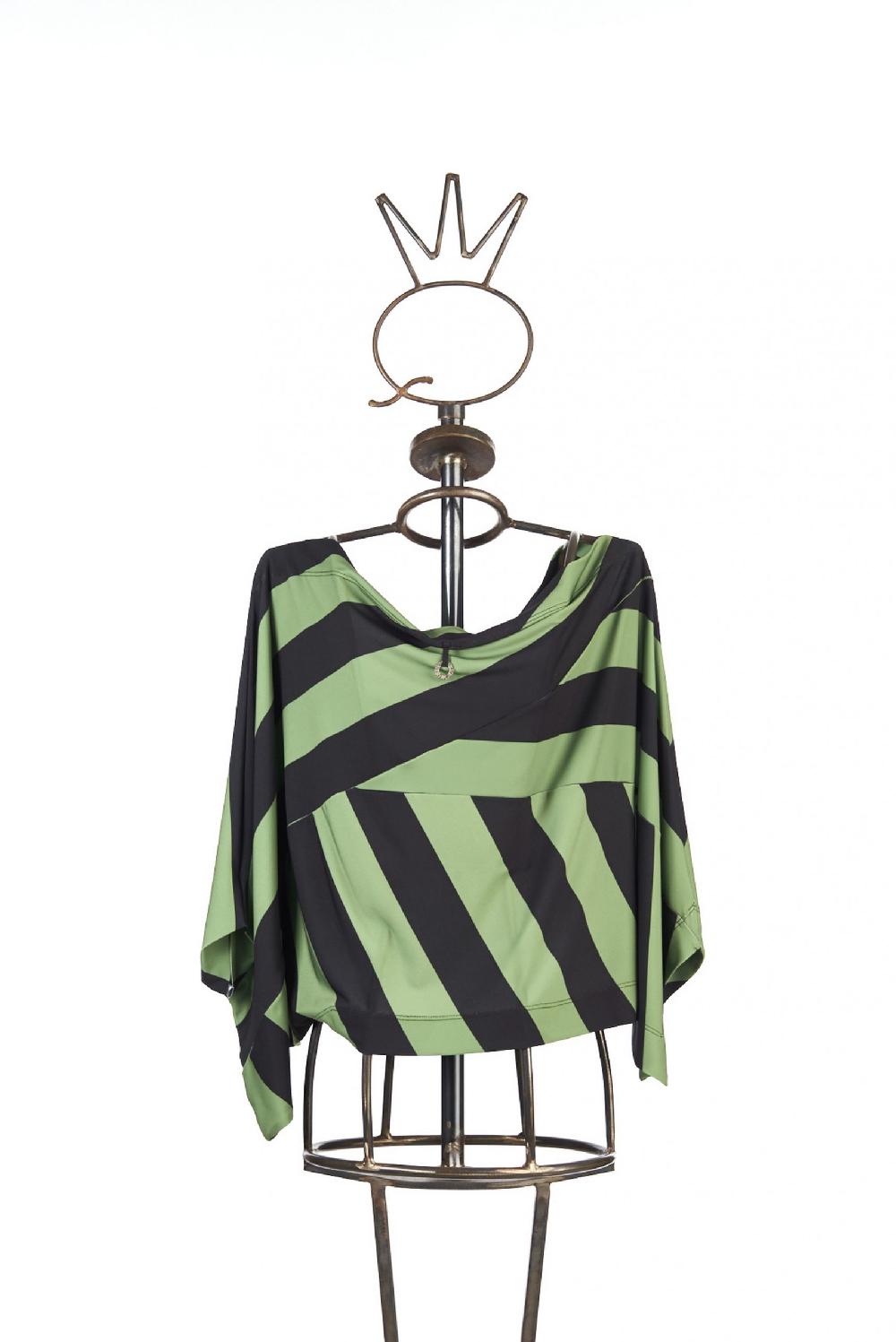 Save The Queen T-shirt a righe nere e verdi con ricamo applicato Offerta speciale della fabbrica