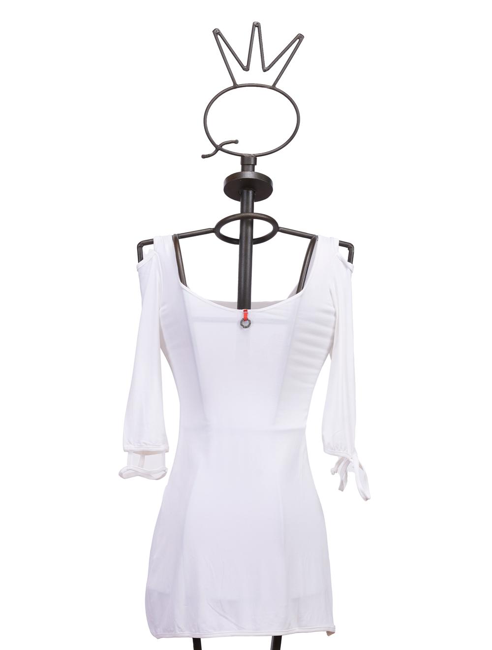 Save The Queen T-shirt bianca lunga con ricamo Discount Store per i nuovi prodotti