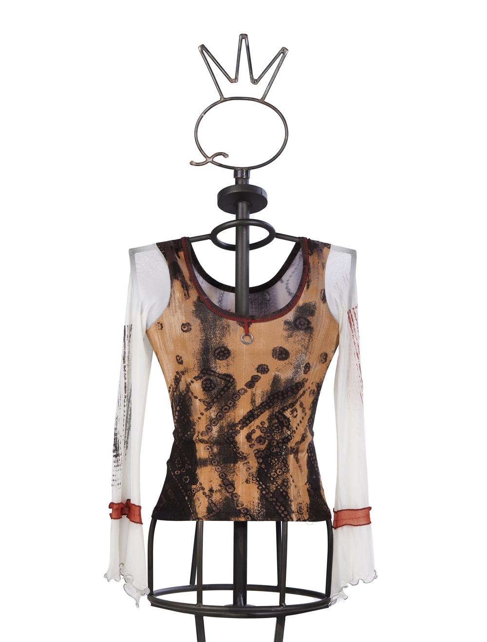 Save The Queen T-shirt marrone con stampa e applicazioni 50% di sconto con spedizione gratuita