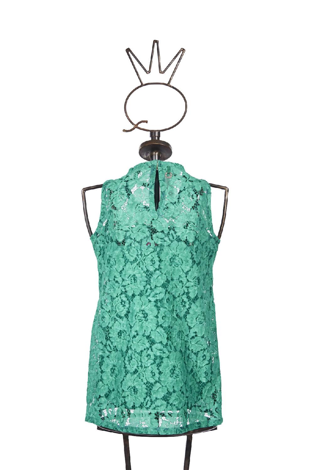 Save The Queen Top in pizzo color verde smeraldo Officina