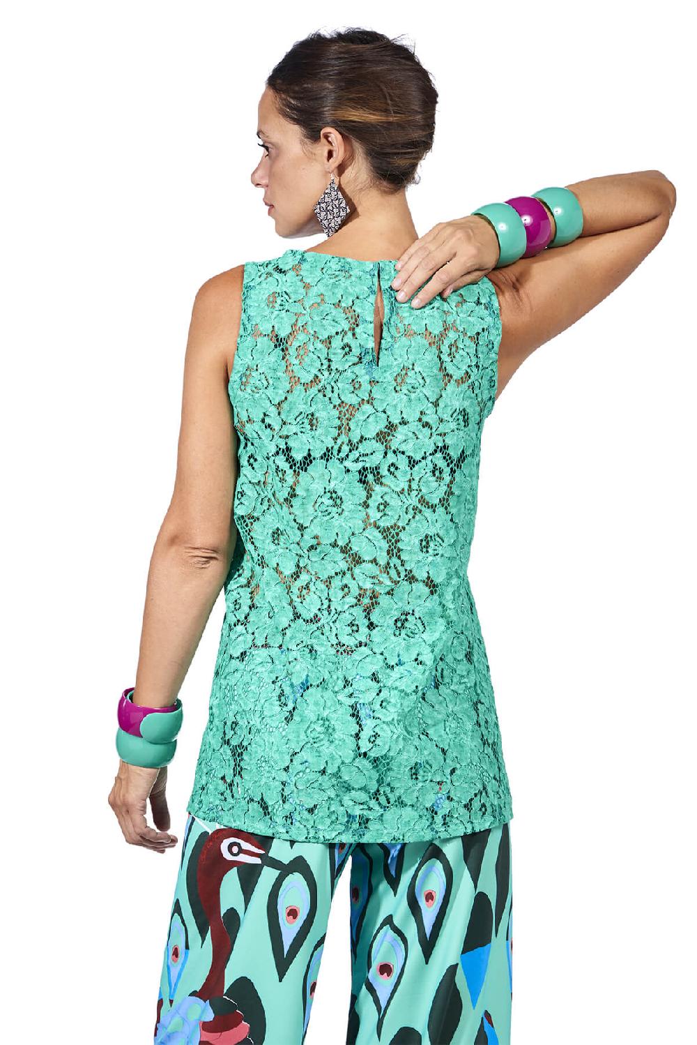 Save The Queen Top in pizzo color verde smeraldo Officina