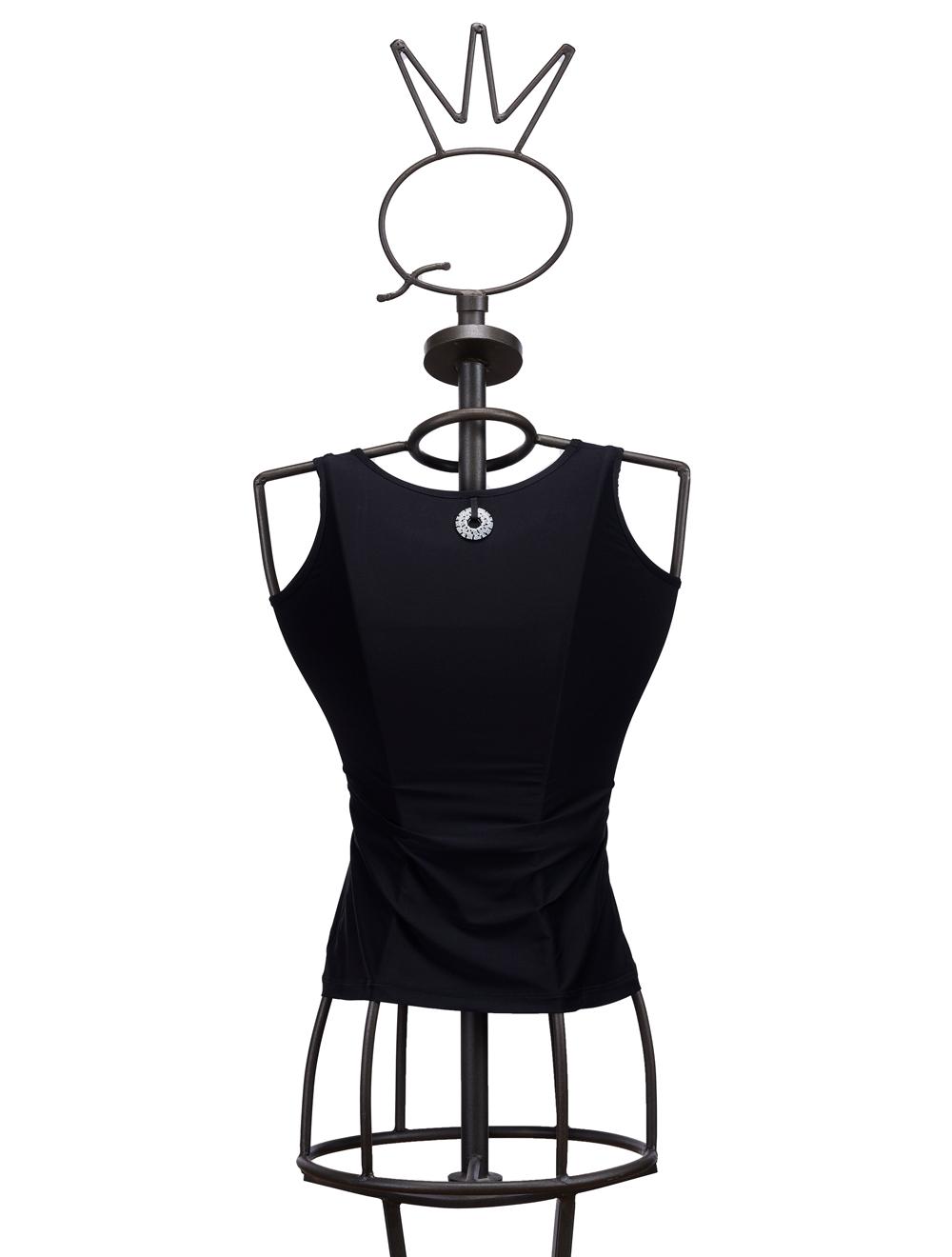 Save The Queen Canotta nera in tessuto stretch con ricamo di paillettes 50% di sconto per tempo limitato