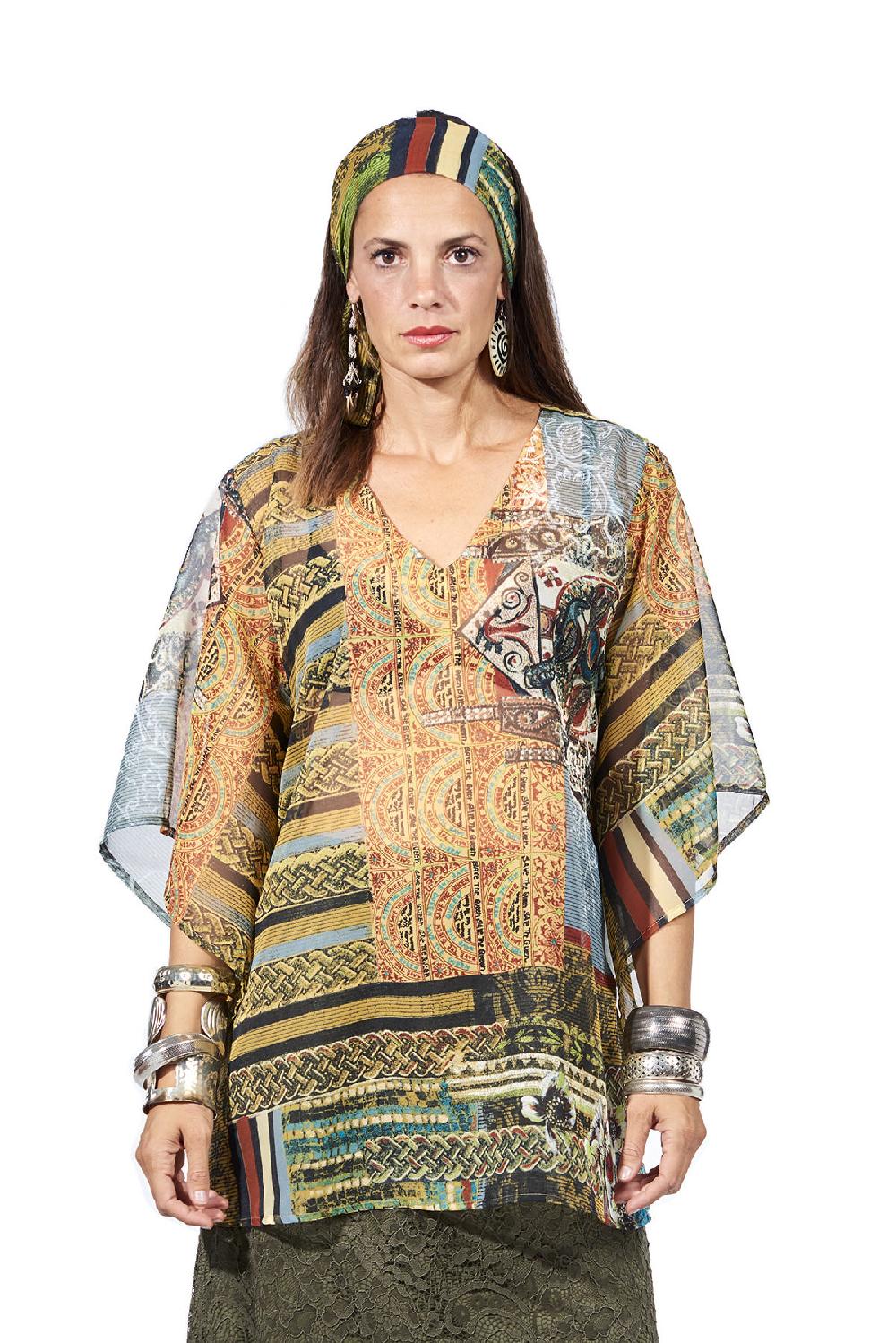 Save The Queen Blusa con stampa dedicata all’Africa Spedizione Gratuita