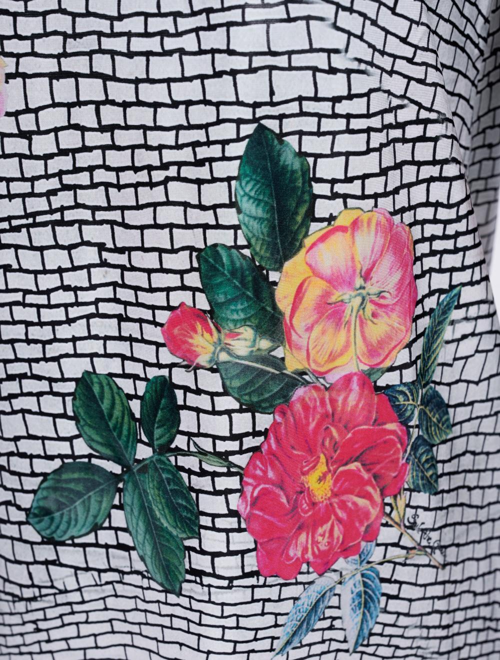 Save The Queen T-shirt in jersey di viscosa con stampa geometrica e floreale Soddisfazione Garantita