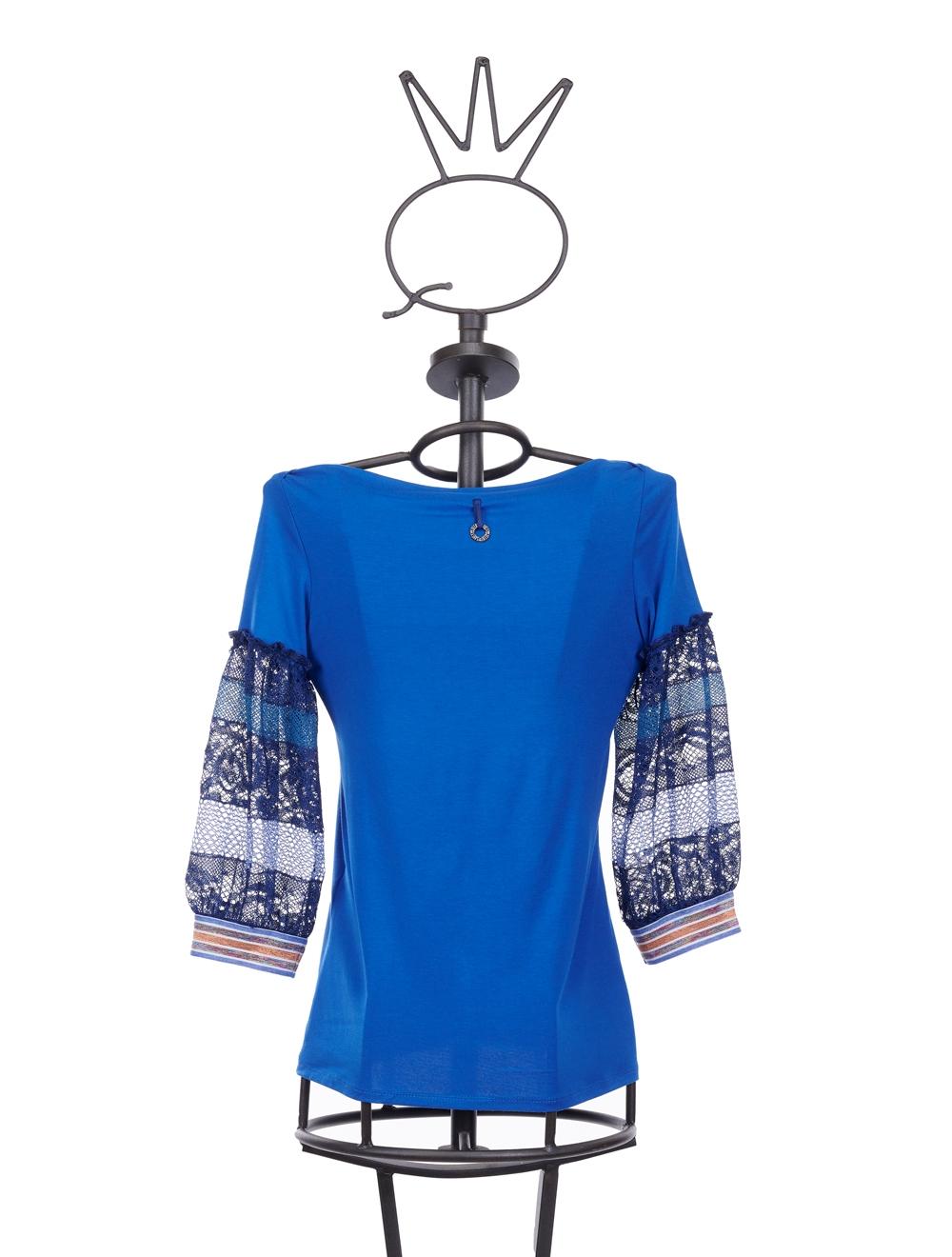 Save The Queen Top azzurro con maniche in pizzo Negozi Online