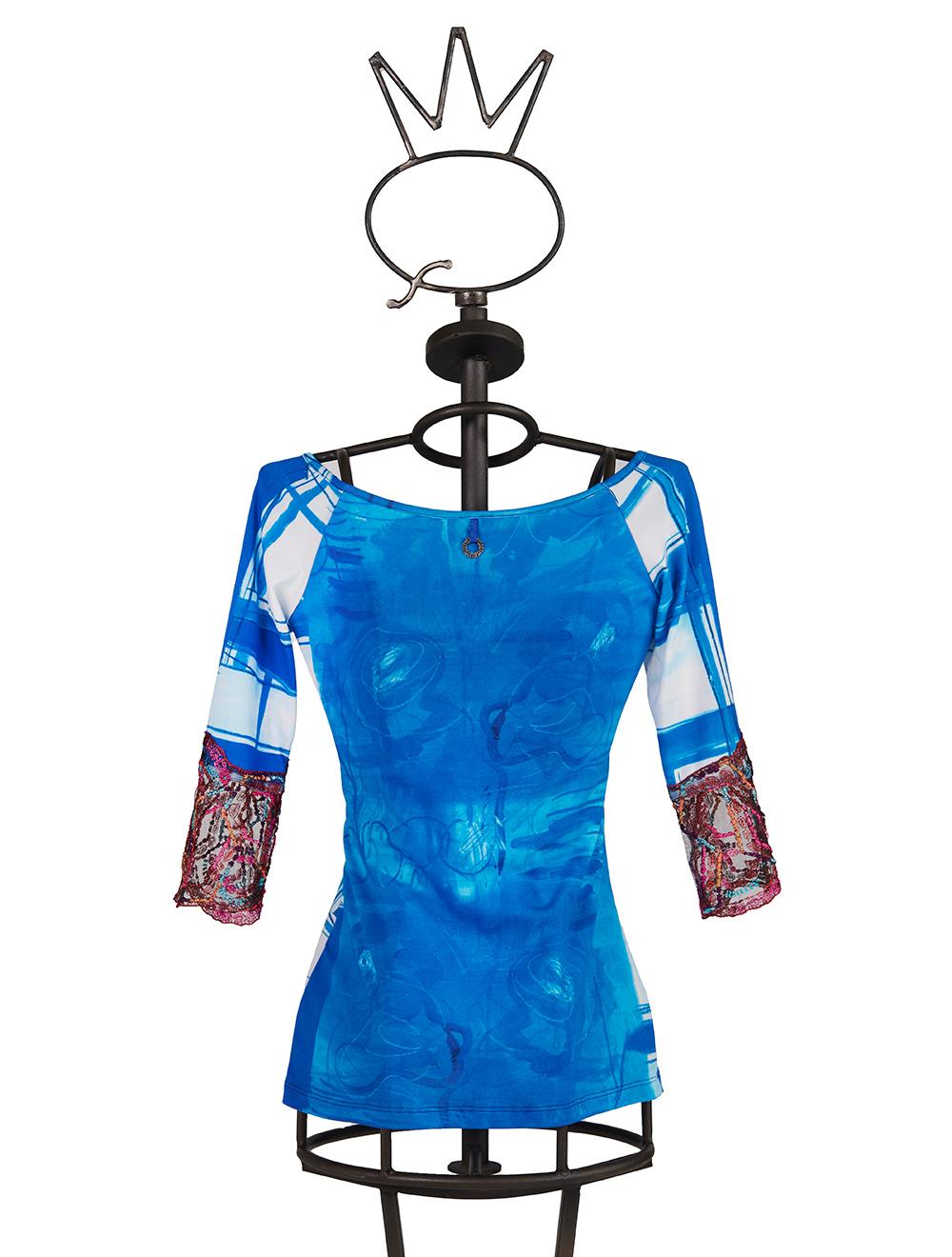 Save The Queen T-shirt con stampa astratta e dettagli in pizzo Acquista Ora